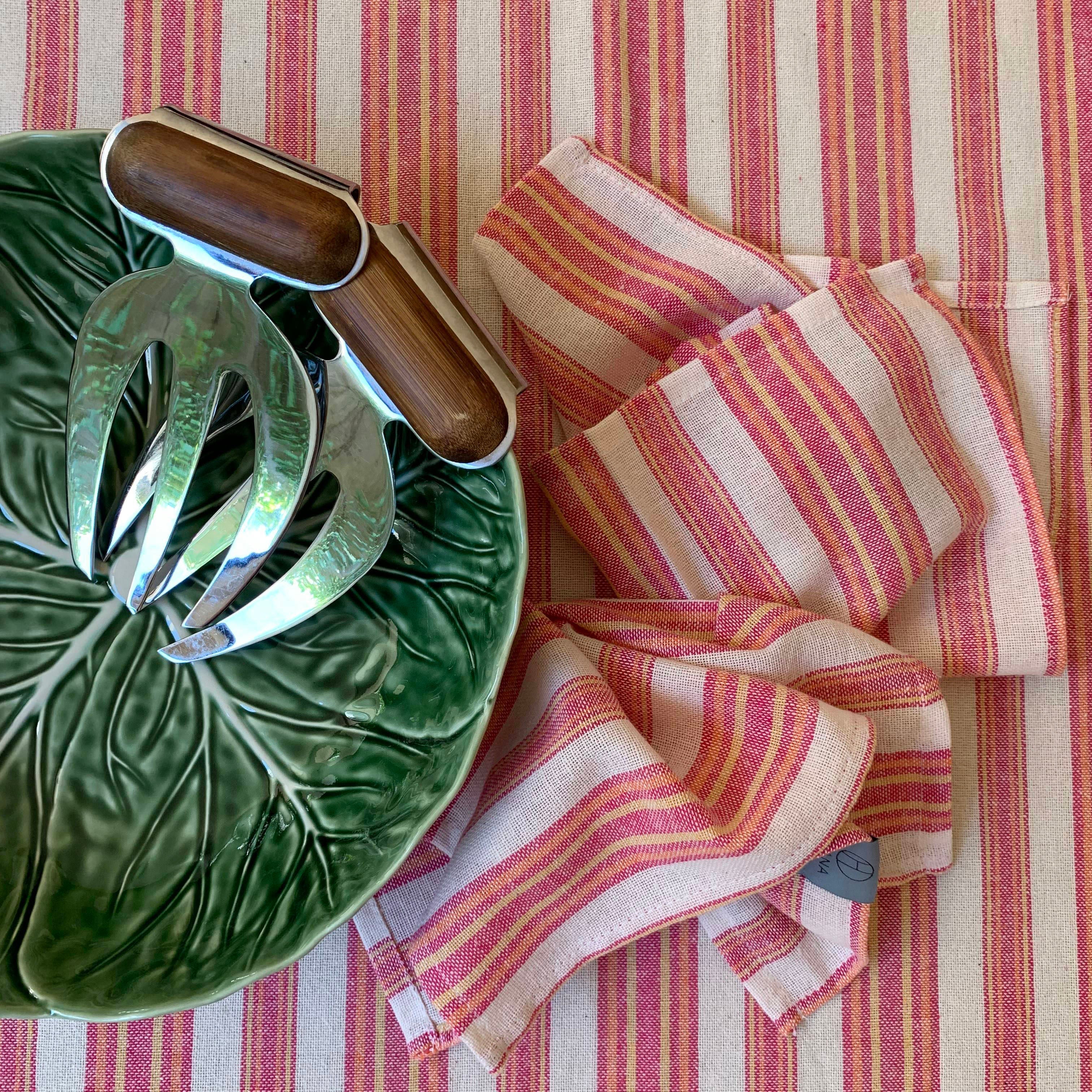 Andana Striped Tablecloth Set - Magenta HILANA: Upcycled