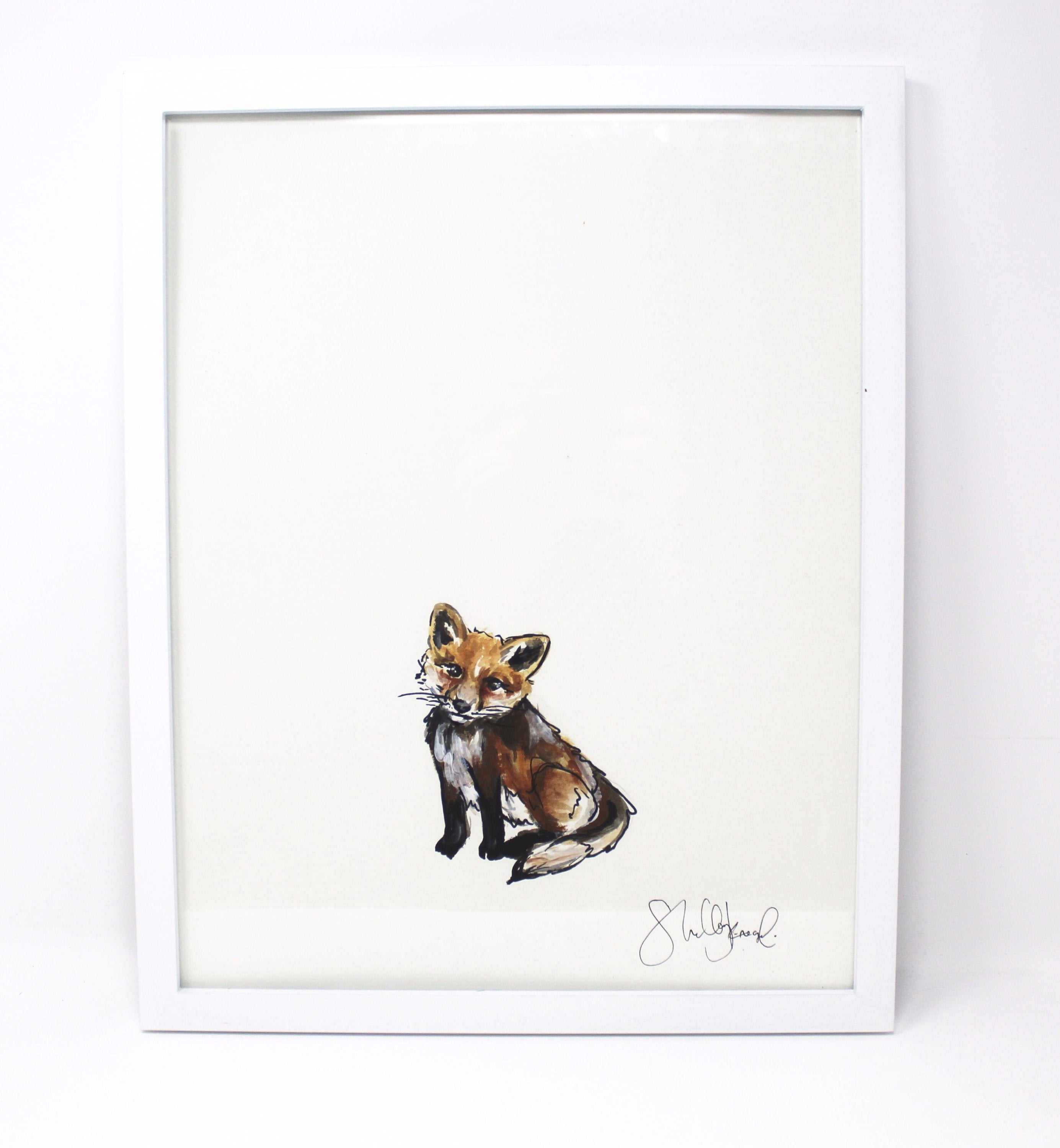Baby Fox Art Print -11x14in Simple Design Animal Nursery