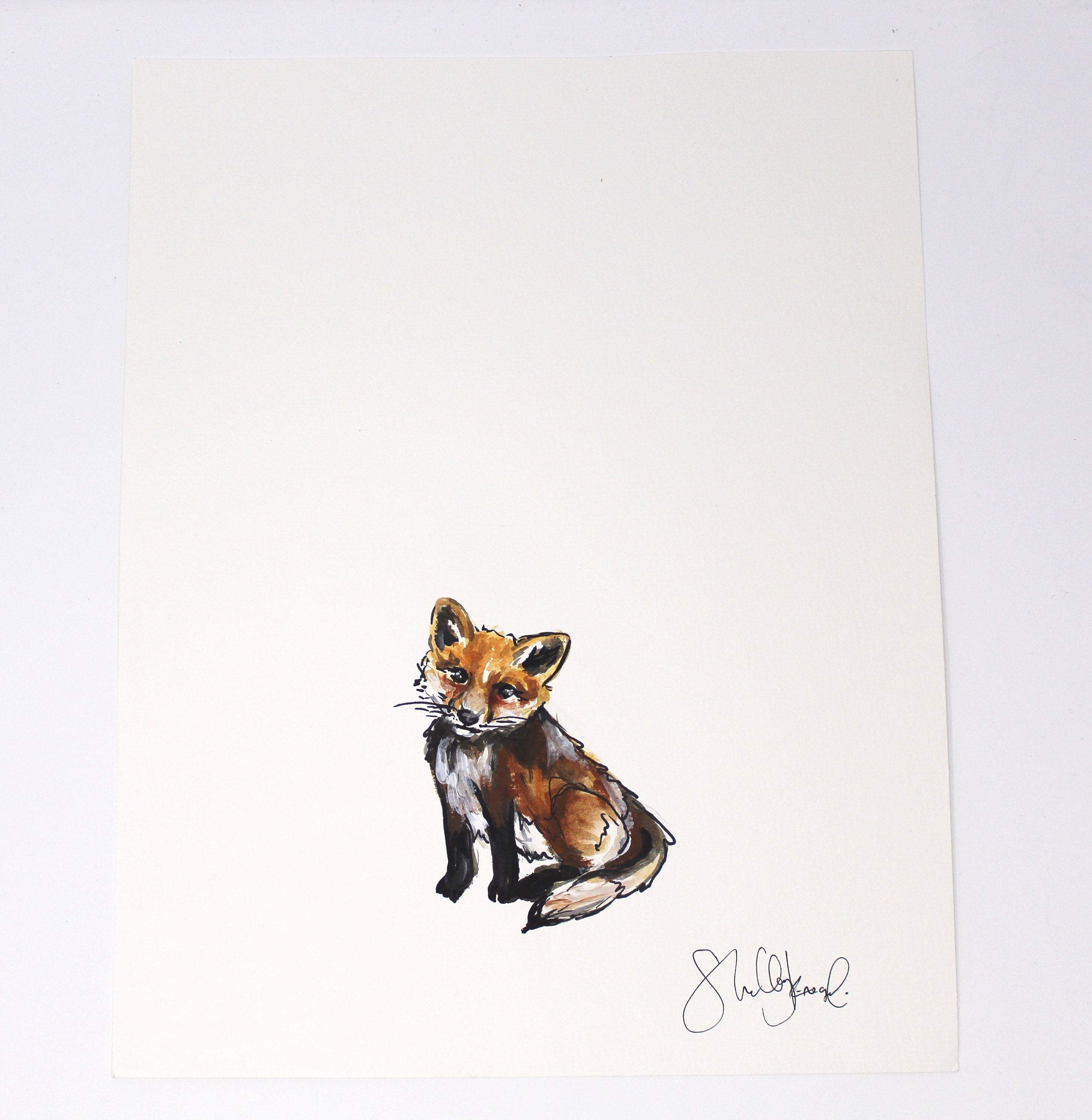 Baby Fox Art Print -11x14in Simple Design Animal Nursery