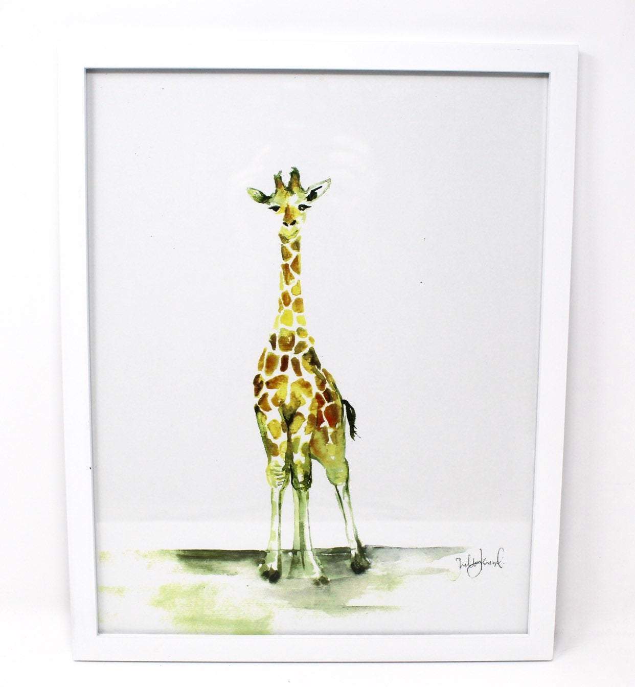 Baby Giraffe Art Print- 11x14in Nursery Wall Home Decor