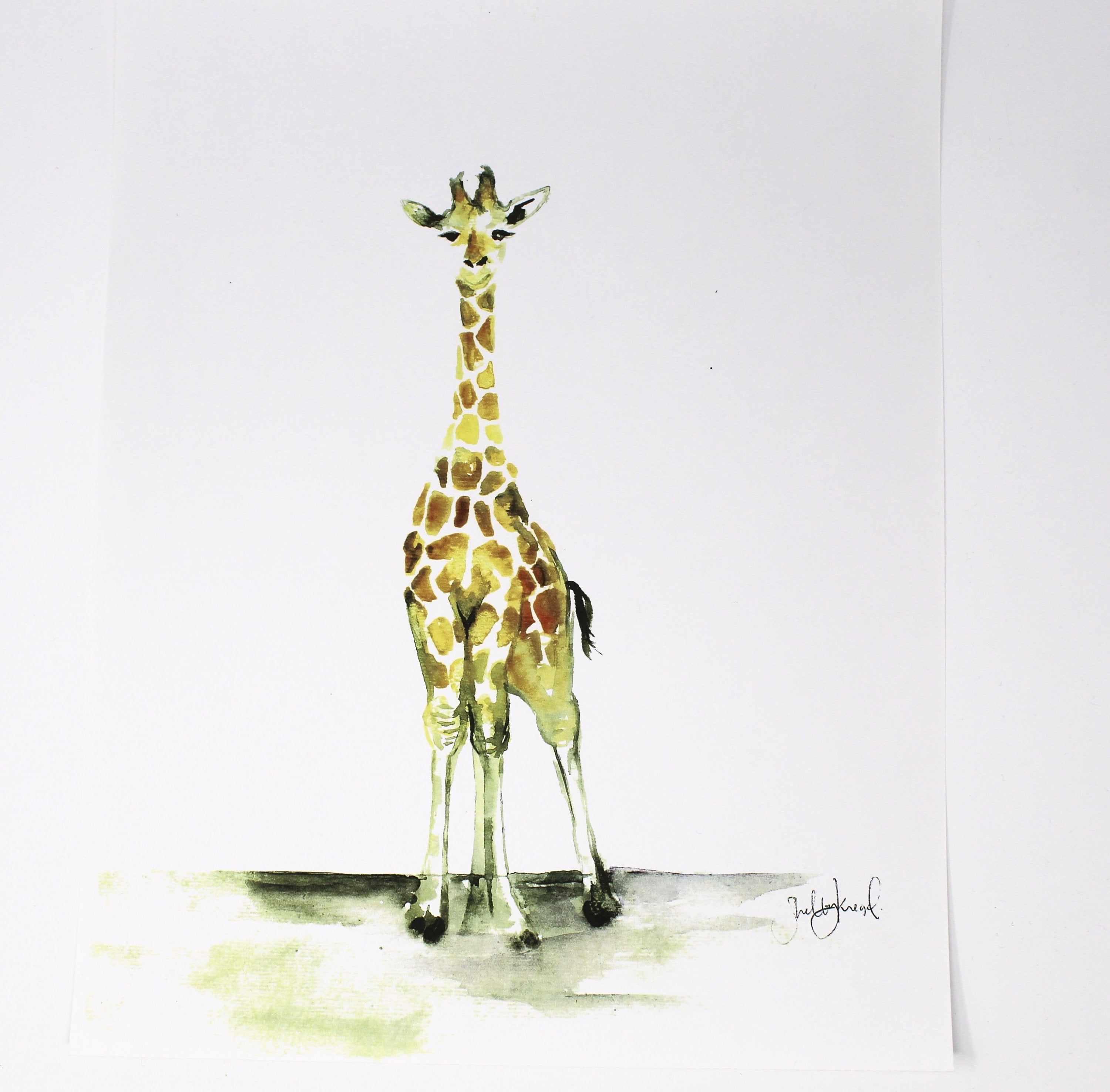 Baby Giraffe Art Print- 11x14in Nursery Wall Home Decor