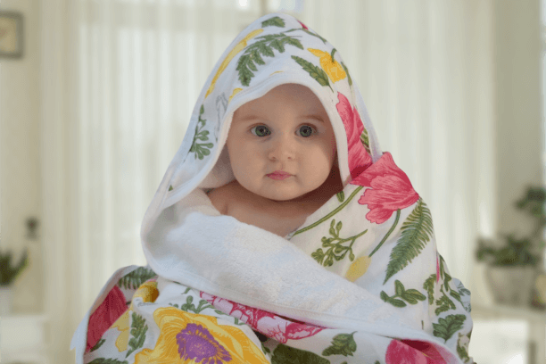 Bamboo Viscose Baby Hooded Towel Floral Print Bambi - Free