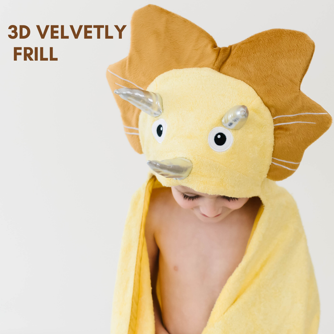 Bamboo Viscose Baby Hooded Towel Yellow Dinosaur Bambi -