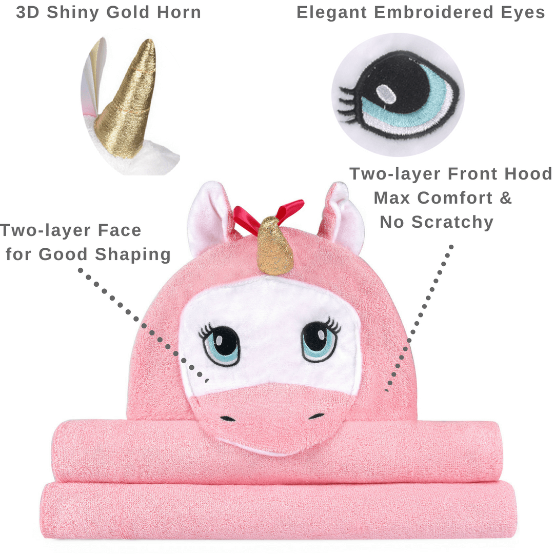 Bamboo Viscose Pink Unicorn Hooded Towel Bambi - Free