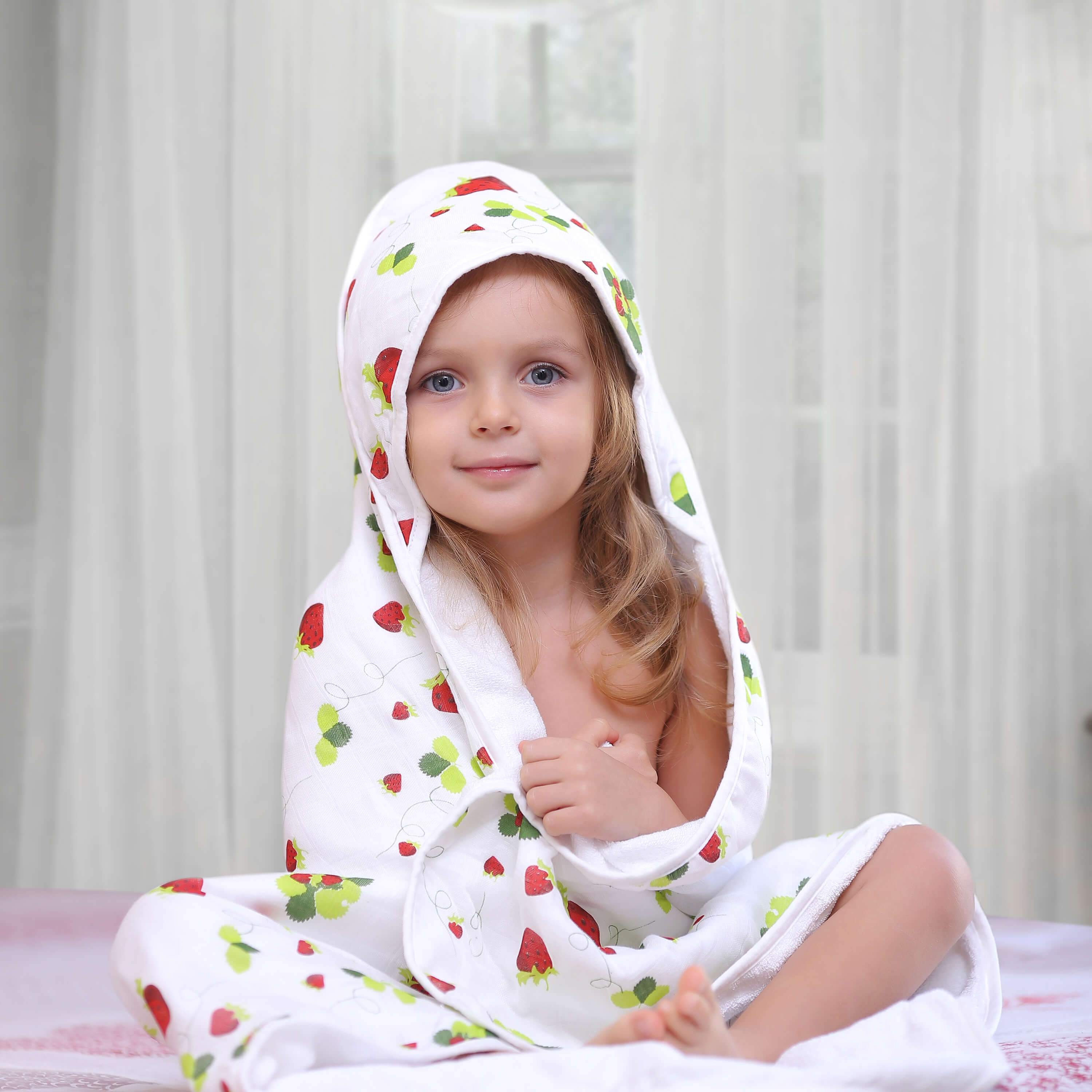 Bamboo Viscose Strawberry Hooded Towel Bambi - Free Shipping