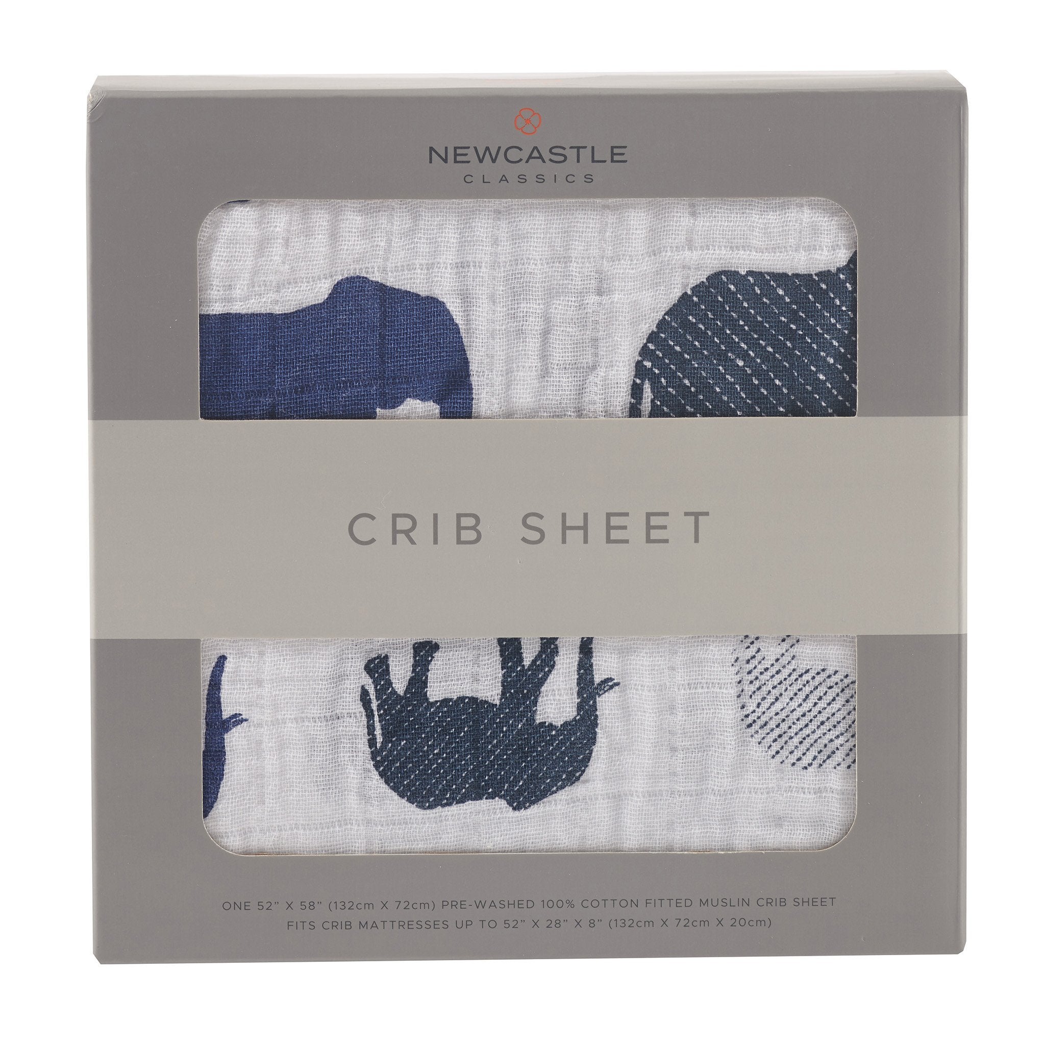 Blue Elephant Cotton Muslin Crib Sheet Newcastle Classics -