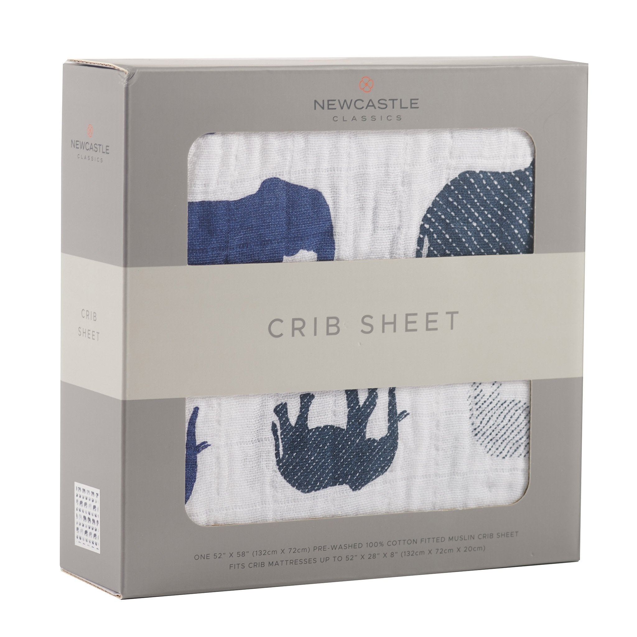Blue Elephant Cotton Muslin Crib Sheet Newcastle Classics -
