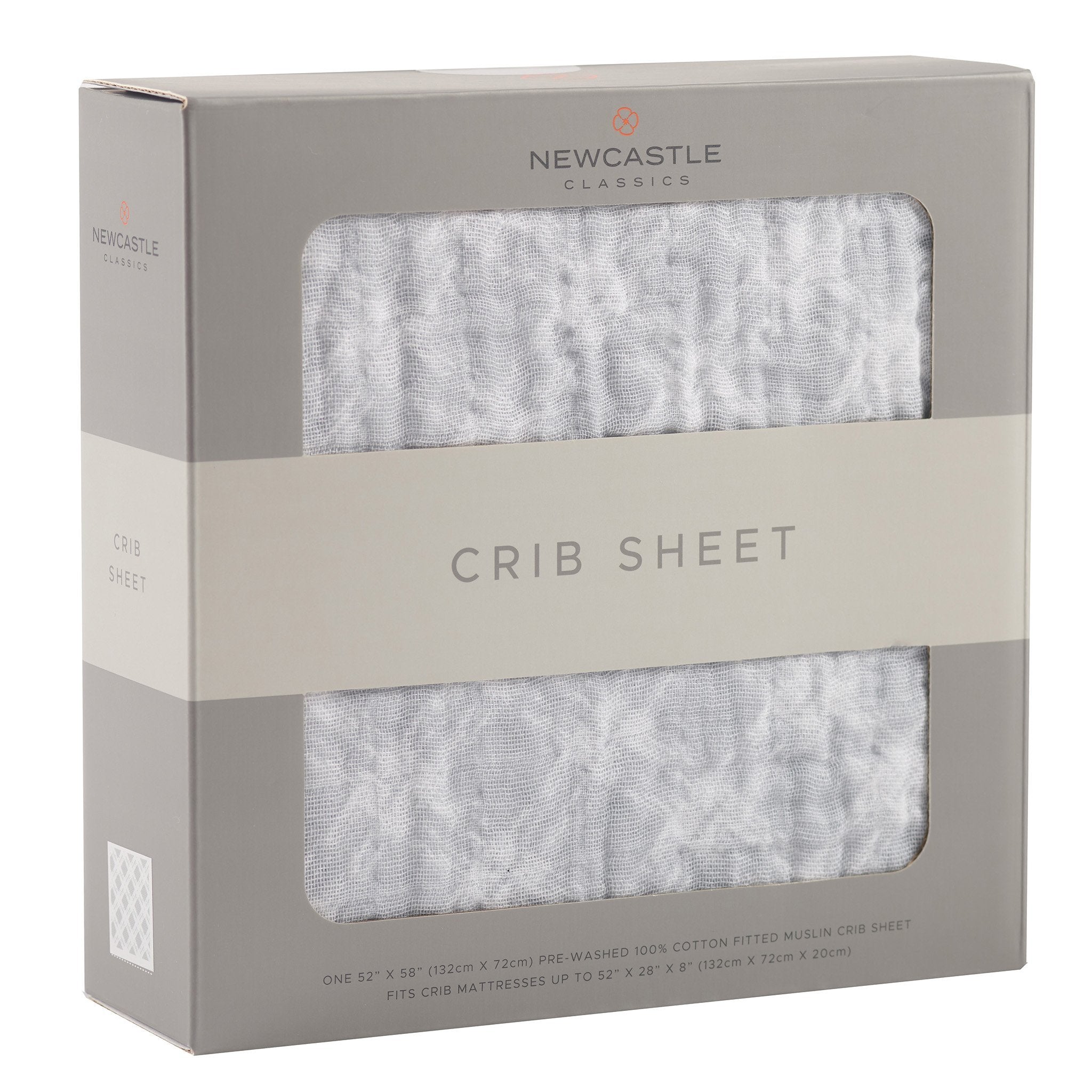 Glacier Grey Plaid Cotton Muslin Crib Sheet Newcastle