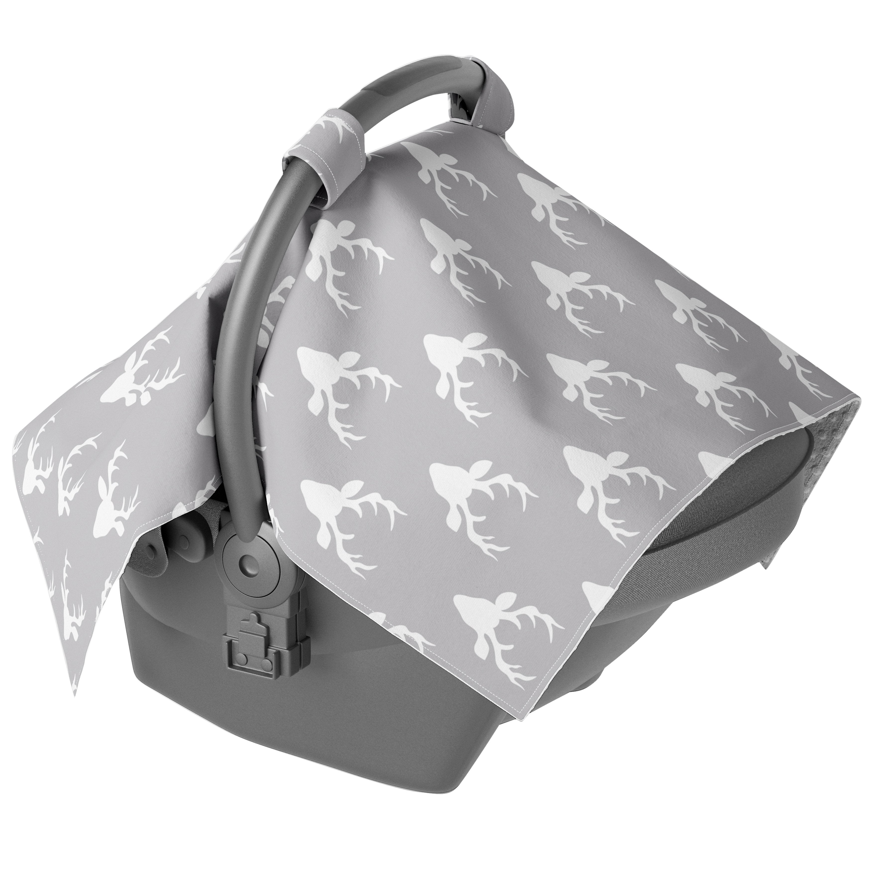 Grey and White Buck Carseat Canopy JLIKA - Free Shipping