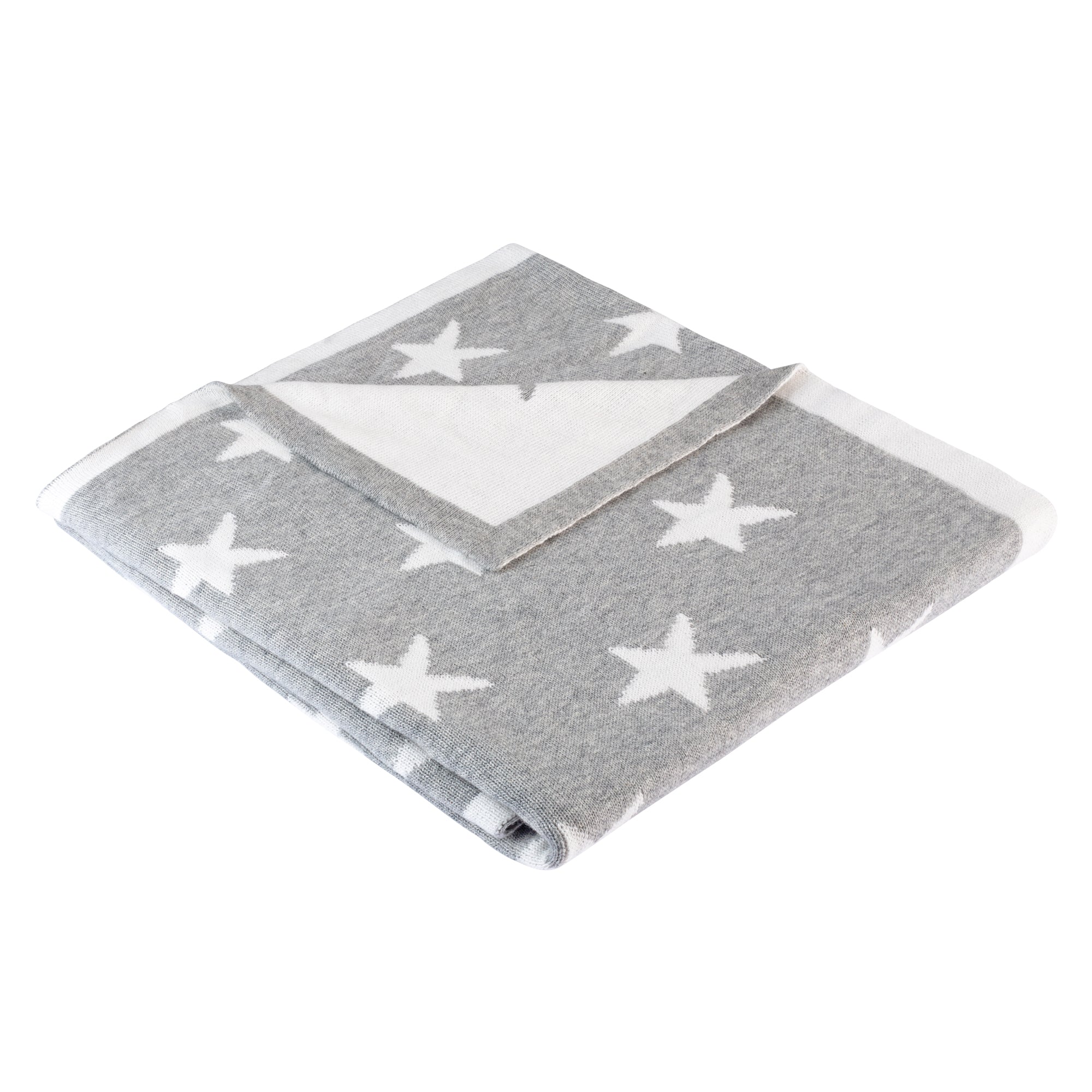 Grey & White Knit Baby Blanket by Mini Pocket Minipocket