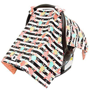 JLIKA Floral Stripe Carseat Canopy - Free Shipping