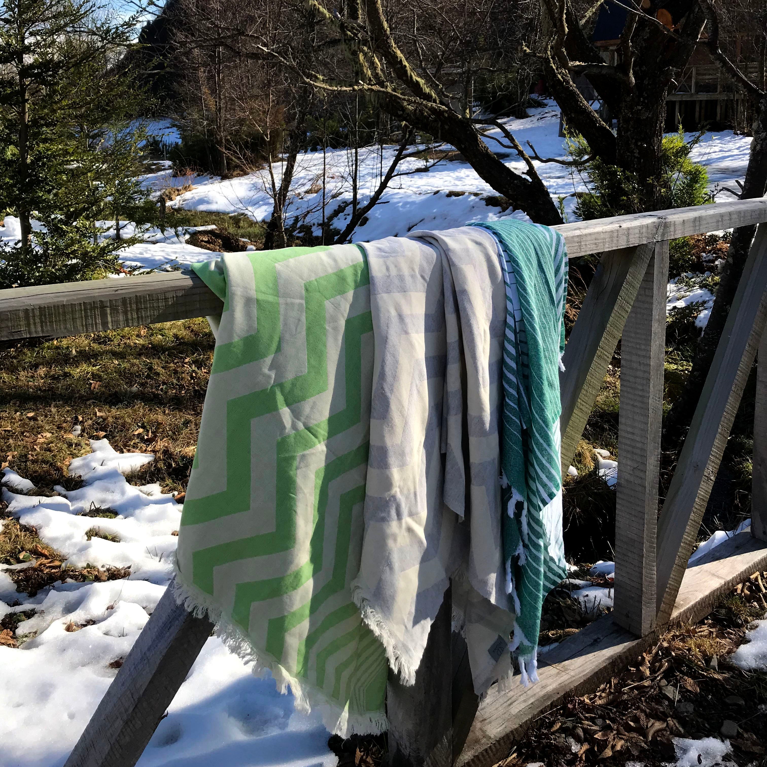 Mersin Chevron Towel / Blanket - Green HILANA: Upcycled