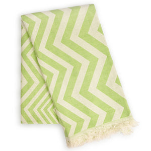 Mersin Chevron Towel / Blanket - Green HILANA: Upcycled