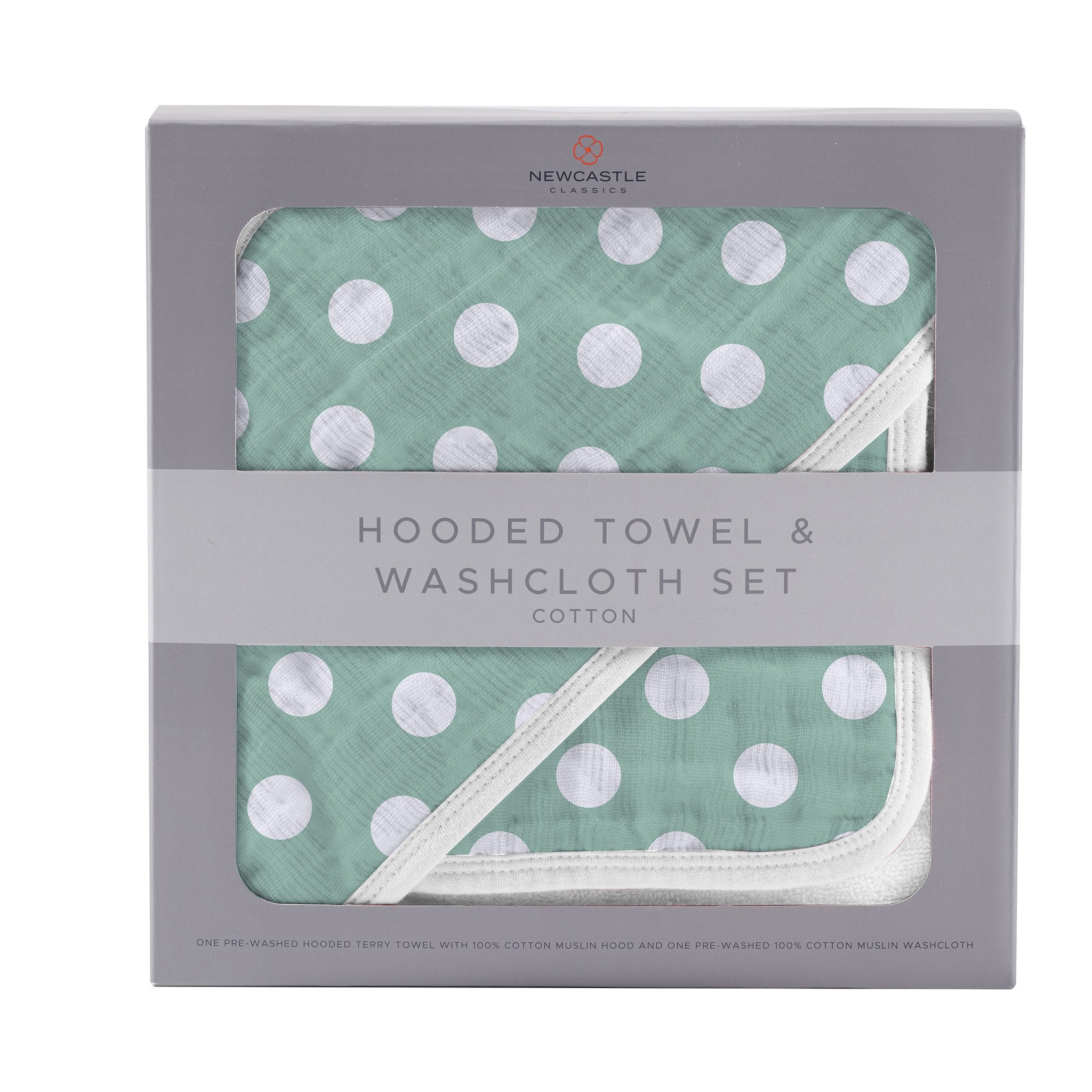 Newcastle Classics Jade Polka Dot Cotton Hooded Towel
