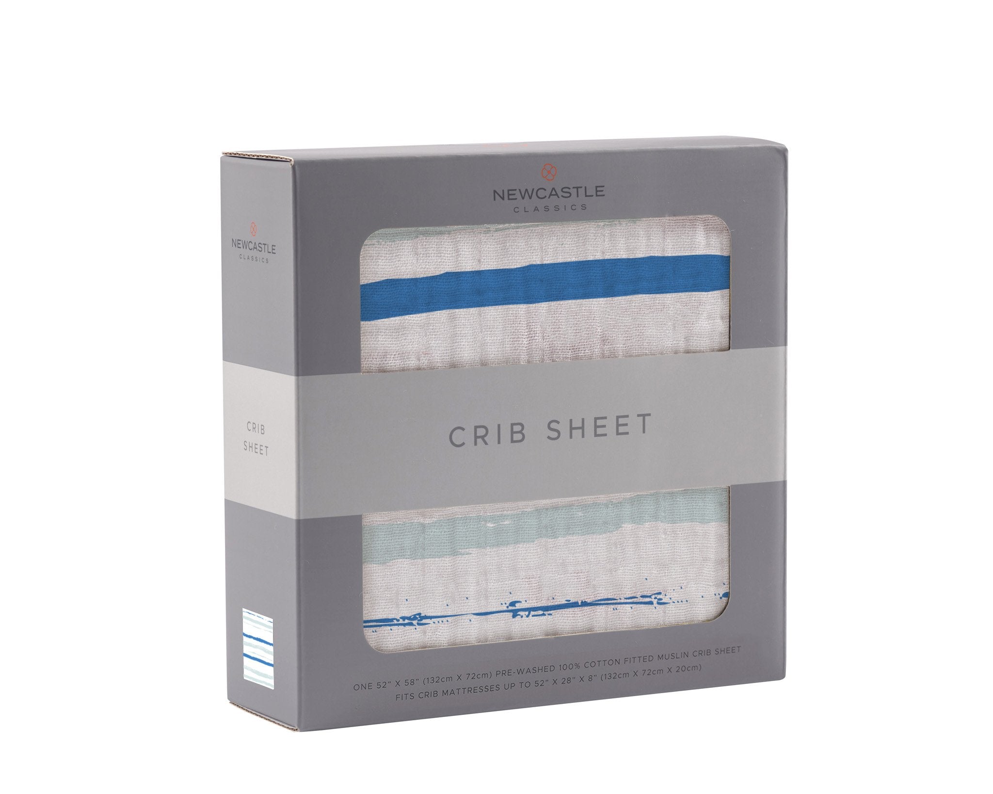 Ocean Stripe Cotton Muslin Crib Sheet Newcastle Classics -