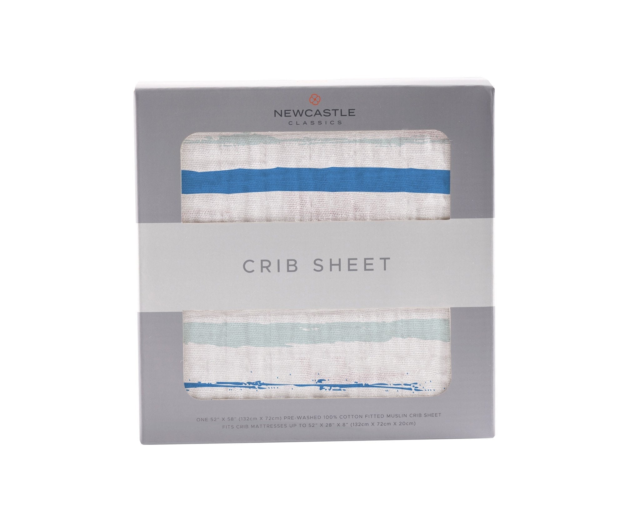 Ocean Stripe Cotton Muslin Crib Sheet Newcastle Classics -