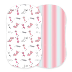 Playful Kitty and Candy Stripe Bamboo Changing Pad