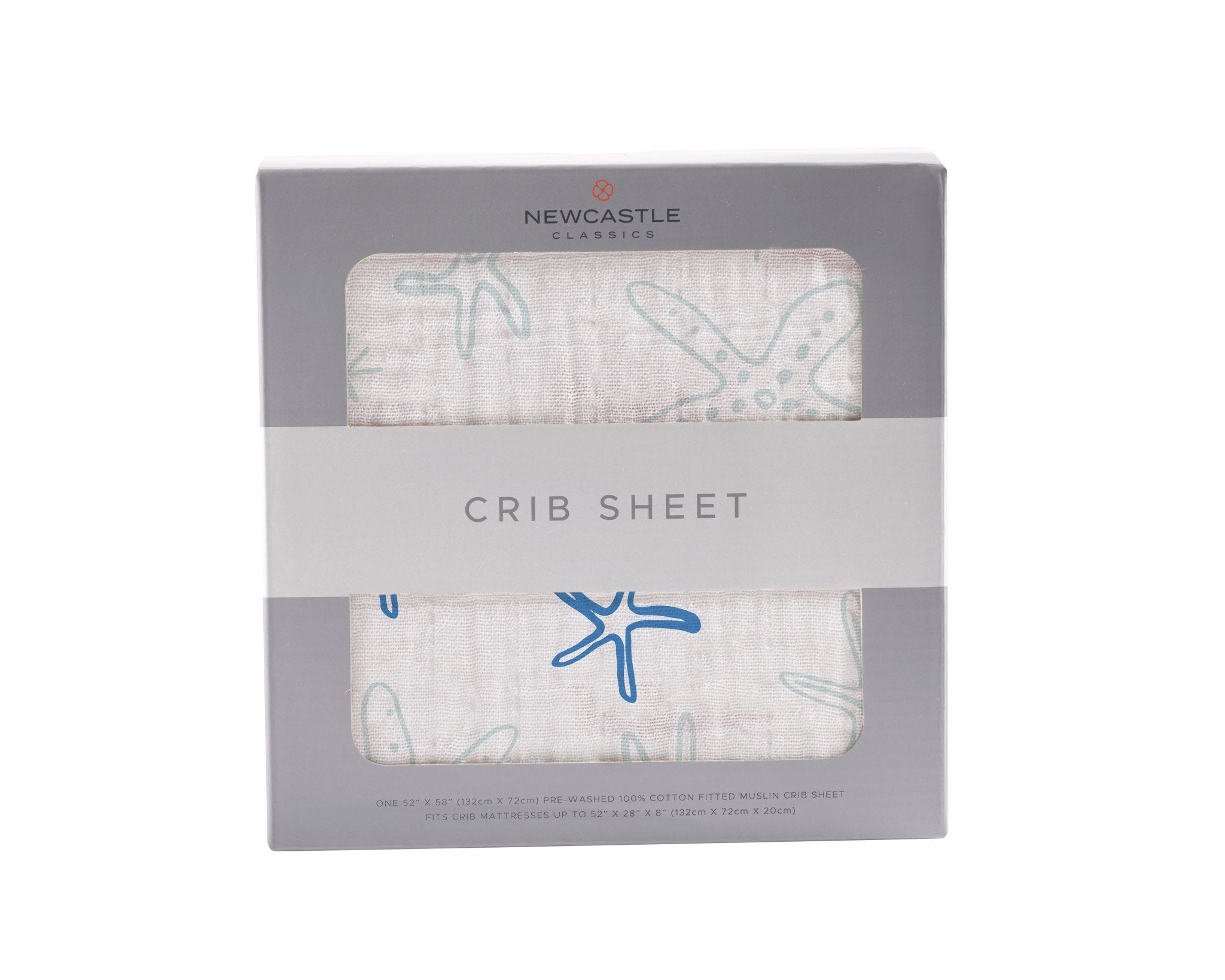 Starfish Cotton Muslin Crib Sheet Newcastle Classics - Free